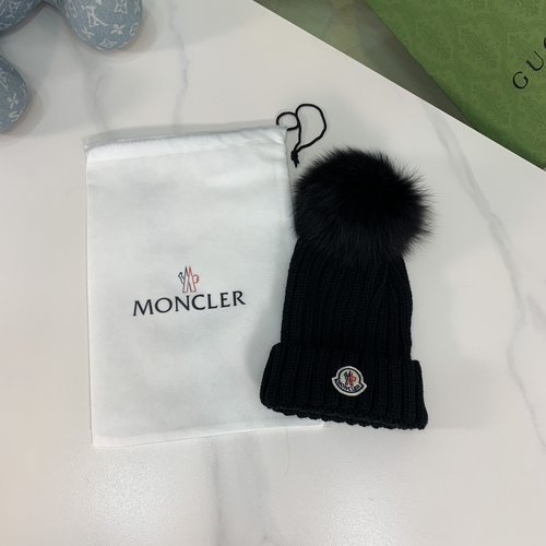 Moncler Unisex Kids Hat with Fox Fur Pom Pom & Dust Bag 