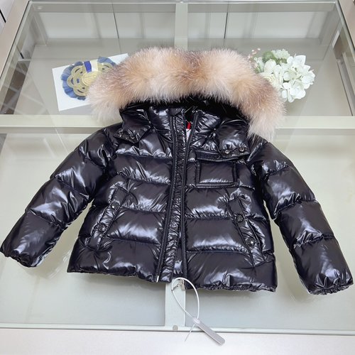 Moncler Kids Down Jacket with Fur Trim & Mixed Fabrics 