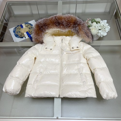 Moncler Unisex Premium Kids Down Jacket with Fur Collar