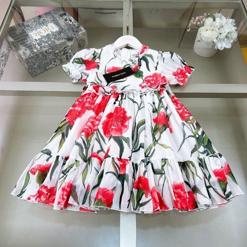 D & G Girls Dress: Silk-like Cotton, Cotton Lined, Comfortable & Stylish