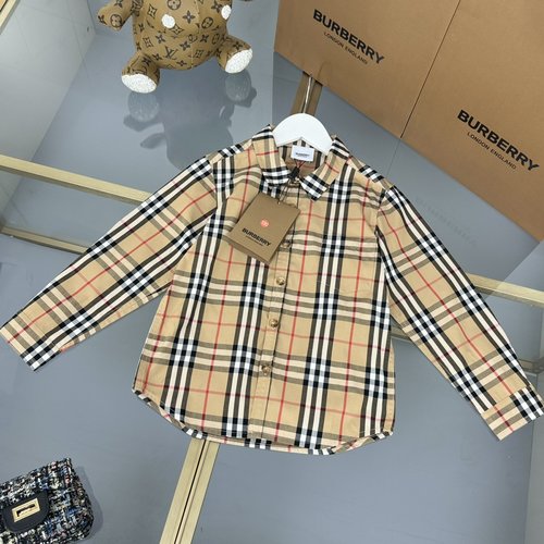 Burberry Kids Premium Cotton Dress Shirt with Curved Hem