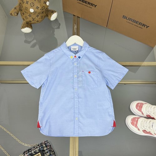 Burberry Boys Oxford Shirt Bright Buttons, Pocket & Curved Hem 