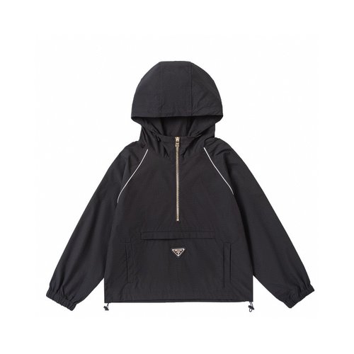 Prada Girls Two-Piece Set: Half-Zip Hooded Top & Colorblock Skirt