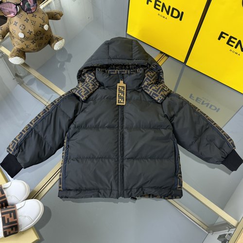 Fendi Kids Monogram Print Down Jacket with Removable Hood