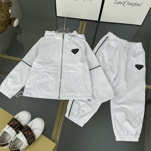 Prada Kids High-End Set Custom Woven Cotton Comfortable Stylish