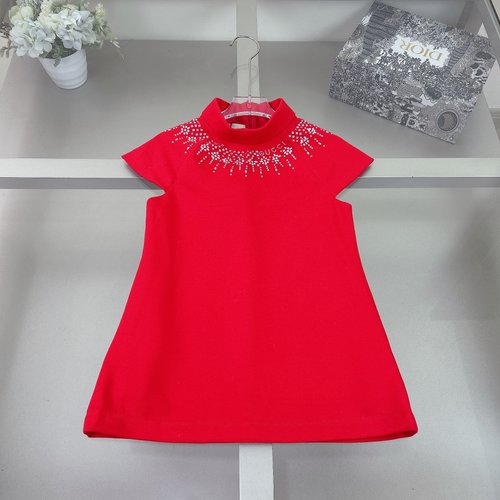 Gucci Girls Red Cheongsam-Style Festive Dress 