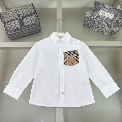 Burberry Boys White Check Pocket Cotton Shirt - Simple & Chic 