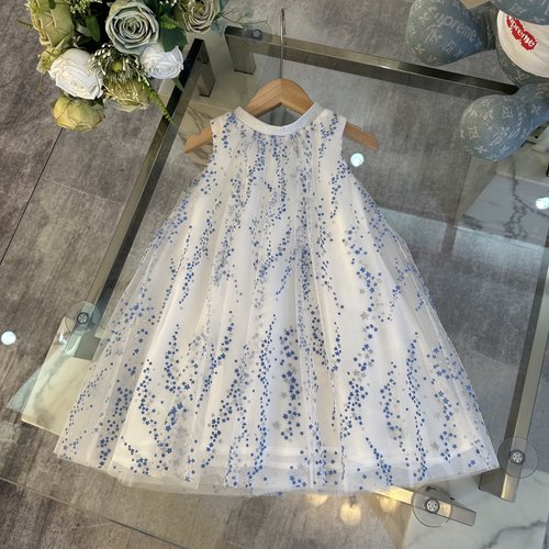 Dior Girls Layered Tulle Dress with Sequins & Cotton Lining 