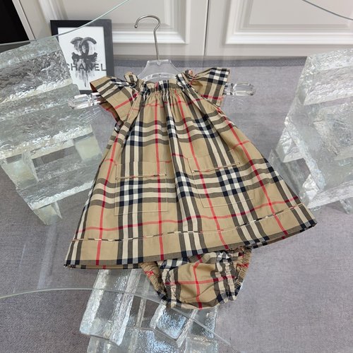 Burberry High-End Girls Custom Plaid Dress & Panties Set