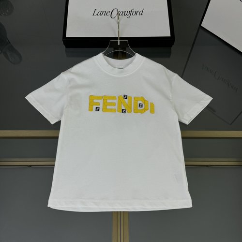 Fendi Kids Cotton T-Shirt with 3D & Digital Letter Prints