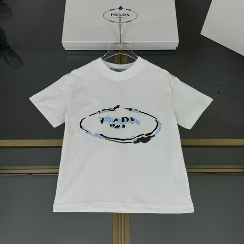 Prada Kids Unisex T-Shirt, 3D Foam Print, Pure Cotton Stylish