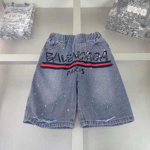 Balenciaga High-End Kids Jeans with Hand-Painted Graffiti & Distressed Cuffs