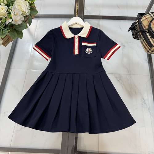 Moncler Girls Premium Cotton Blend Polo Dress with Wool Embroidery