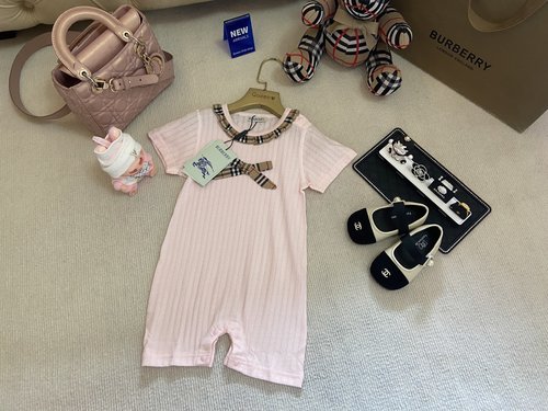 Burberry High-end Unisex Baby Onesie Class A Cotton Soft Skin-Friendly