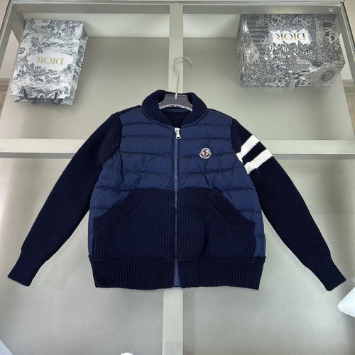 Moncler Kids Stand Collar Quilted Down Jacket Wool Plush