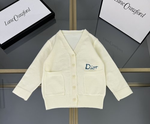 Dior Kids Cotton Blend Cardigan - Navy & Off-White