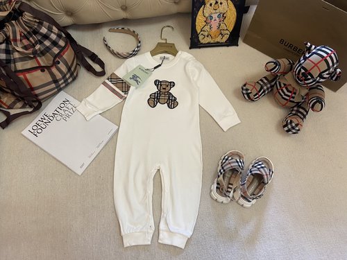 Burberry Unisex High-End 100 Cotton Baby Romper