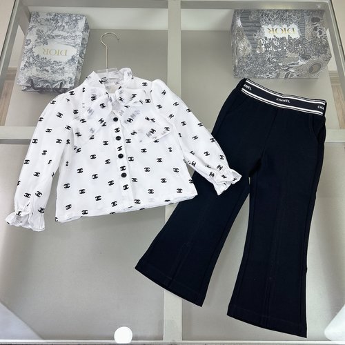 Chanel Girls Flared Pants Outfit, Soft Cotton-Ice Silk, Comfortable & Chic 