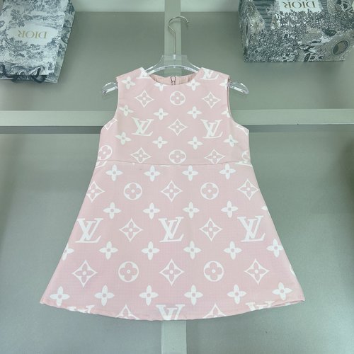 LV Girls Pink Letter-Printed Dress - Comfy & Stylish