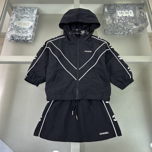 Chanel Premium Girls Classic Logo Cotton Skirt Set 