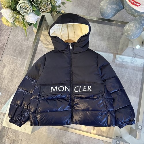Moncler Unisex Kids Premium Down Jacket Fixed Hood Zipper Logo 90 Duck Down
