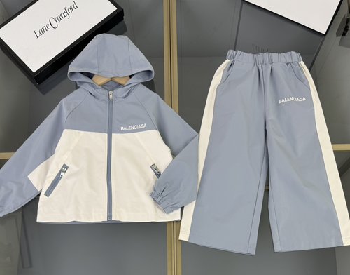 Balenciaga Unisex Kids Color Block Woven Hoodie & Pants Set