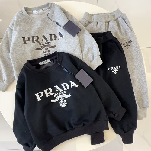 Prada Unisex High-end Kids Cotton Set (Plush or Loop Inner)