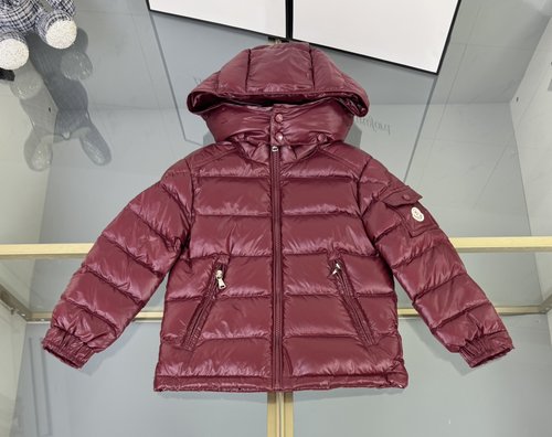 Moncler Kids Down Jacket, Unisex, Detachable Hood, Windproof, Logo Pocket, Comfortable & Stylish