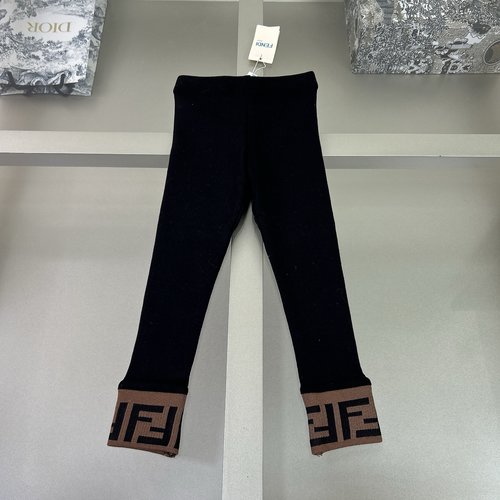 Fendi Girls Cotton Leggings Ribbon Trim Comfortable Stylish
