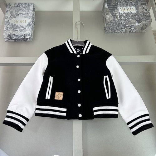 LV Kids New Baseball Jacket w/ Leather Embroidery & Custom Buttons
