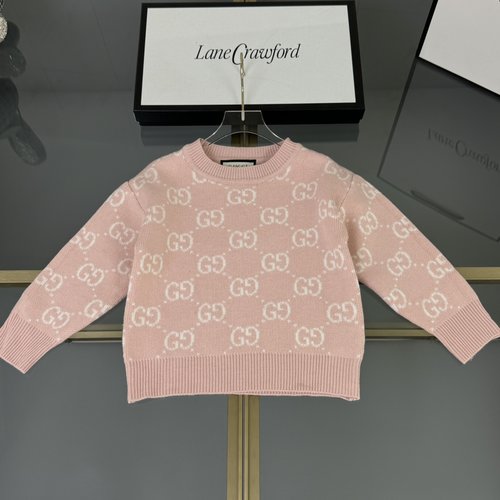 Gucci Kids Pastel Pink Wool-Blend Jacquard Sweater 