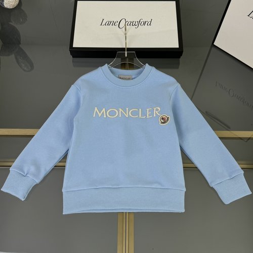 Moncler Kids Premium Cotton Fleece Sweatshirt with Letter Embroidery 