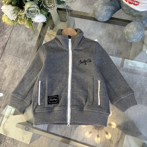 Dior Kids Thick Fleece Zip Jacket with Comfy Layered Fabric