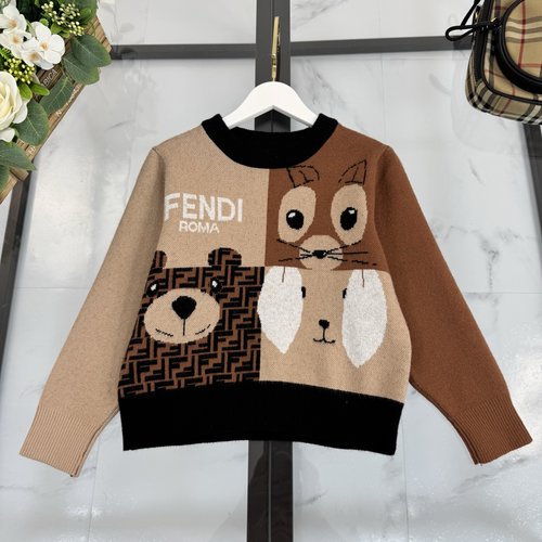 Fendi Kids Bear & Bunny Jacquard Thick Sweater