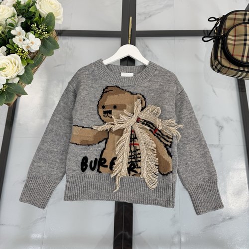Burberry Kids Bear Crew Neck Wool Blend Sweater