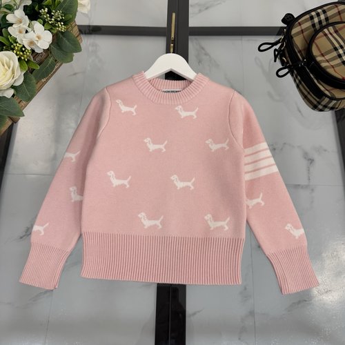 Thom Bn Soft Wool Blend Striped Kids Top w/Dog Logo 