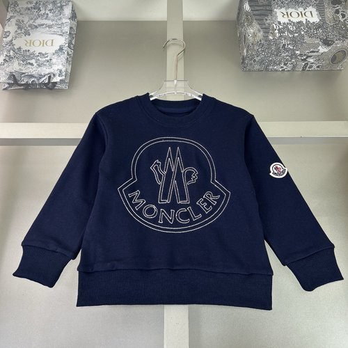 Moncler Kids Premium Cotton Fleece Sweatshirt with Letter Embroidery