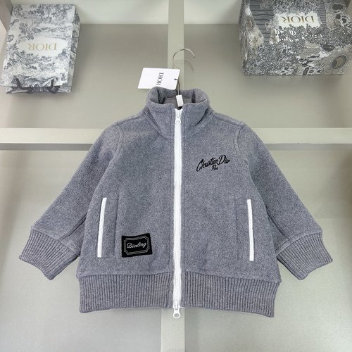 Dior Kids Thick Fleece Zip Jacket with Composite Fabric 