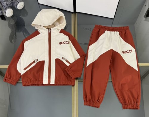 Gucci Kids Woven Cotton Set Retro Colorblock & Letter Embroidery