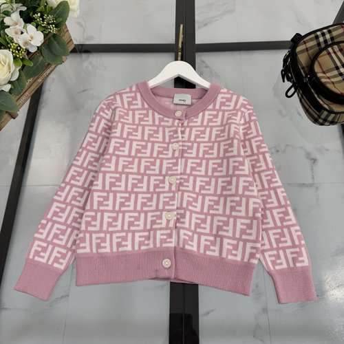 Fendi Girls Wool-Blend Knit Cardigan - Soft & Comfortable