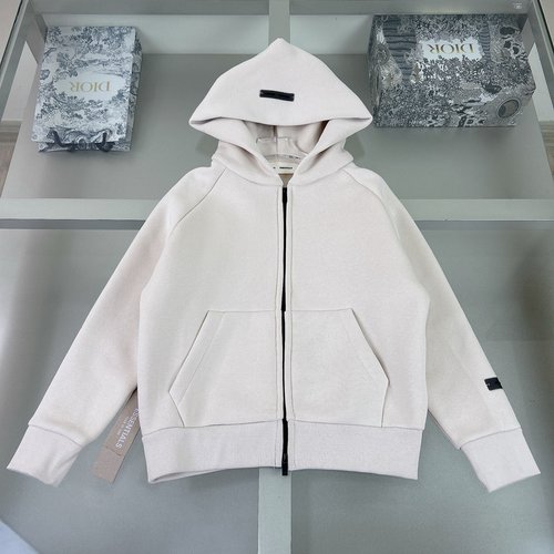 Essentials Kids High-End Hoodie Jacket, Cotton Fleece, Back Print