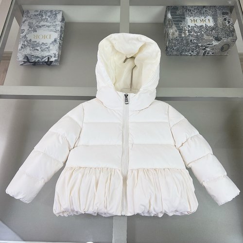 Moncler Girls Premium 95 hite Duck Down Jacket with Logo 