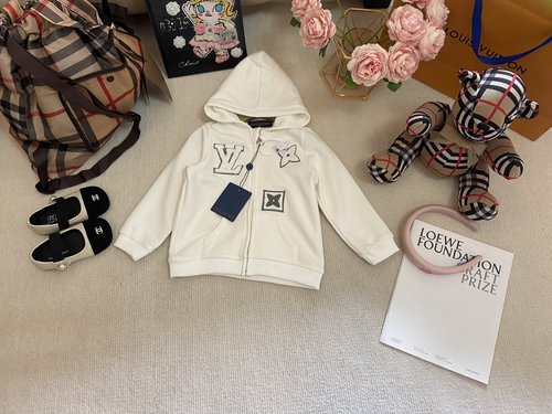 LV High-End Unisex Kids Cotton Fleece Lined Monogram Jacket 