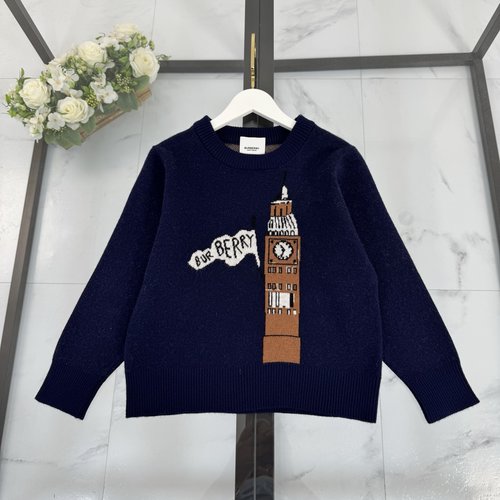 Burberry Kids Cashmere Sweater with Logo Jacquard, Cozy & Stylish