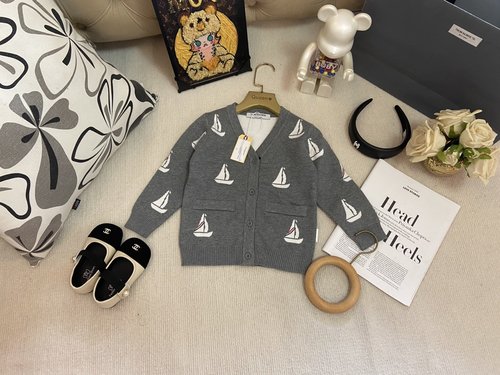 Thom Bn Toddler Boys Girls Cardigan, Premium Knit Sailboat Jacquard