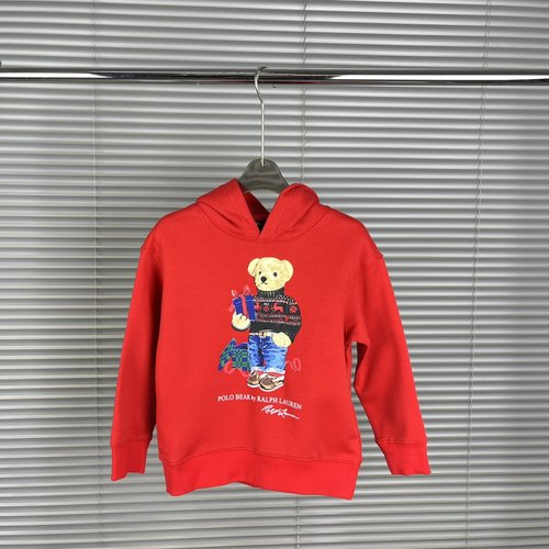 Polo Ralph Lauren Unisex High-End Kids Fleece Lined Cotton Sweatshirt with Bear Graphic