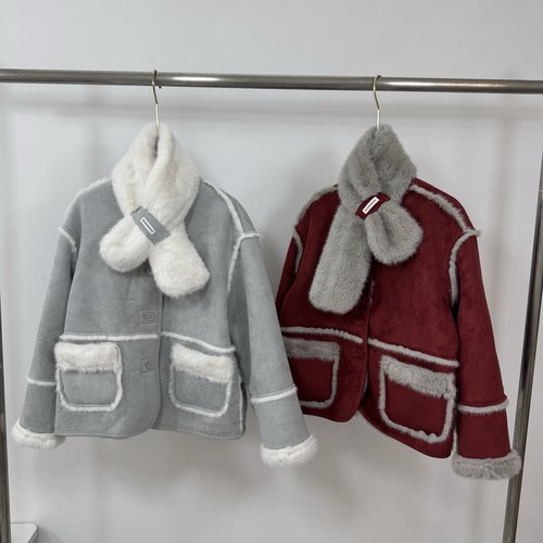 Dior Girls Warm Soft Shearling Coat & Scarf