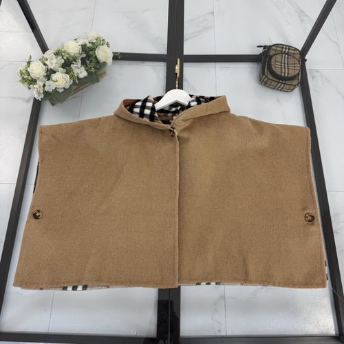Burberry Girls Double-Sided Check Wool-Cashmere Cape