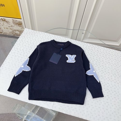 LV Premium Kids Sweater Cotton Knit Logo Design Comfortable Stylish