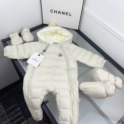 Moncler Warm Thick Fleece Unisex Baby Onesie Set with Gloves & Booties